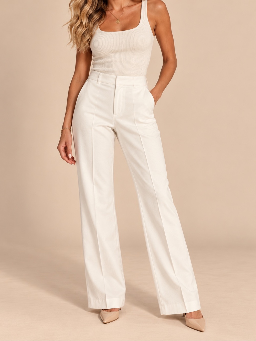 Anne Klein White Wide Leg Dress Pants Size 2 Classic Tailored Trousers